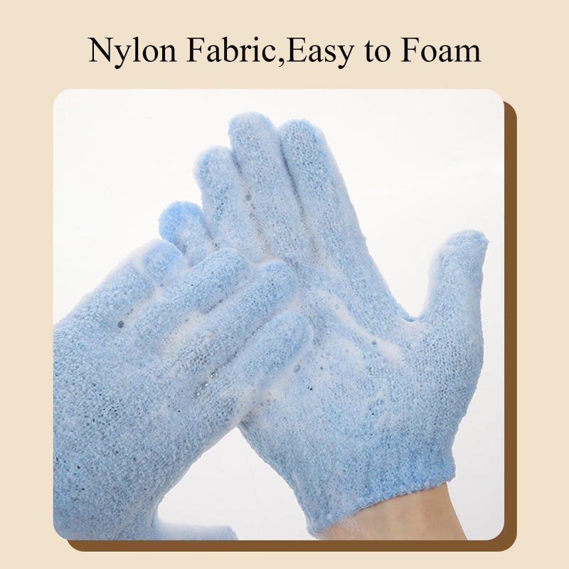 MOLOPPO Bath Glove 2 PCS Use Loofah Sponge Exfoliating Body Scrubber Deep Cleansing Removes Dead Skin for Both Women and Men(Blue) - Image 3